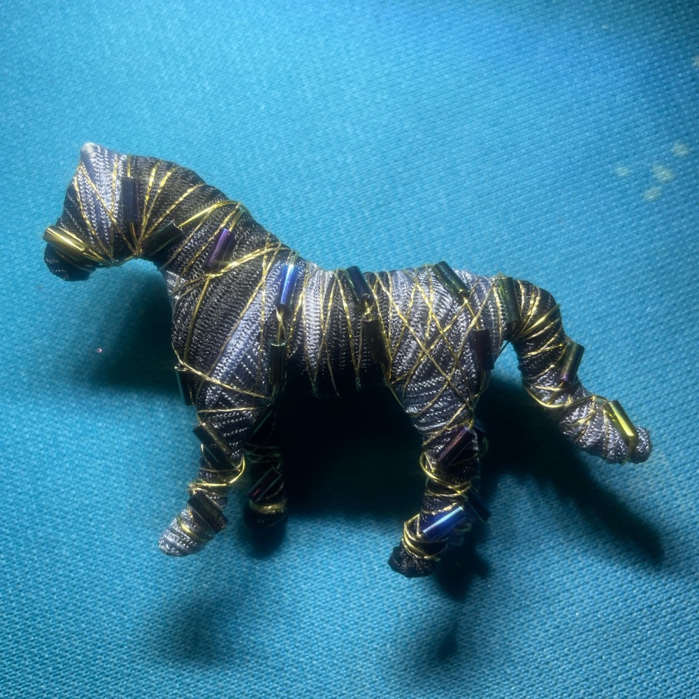 Vintage blue horse lapel pin